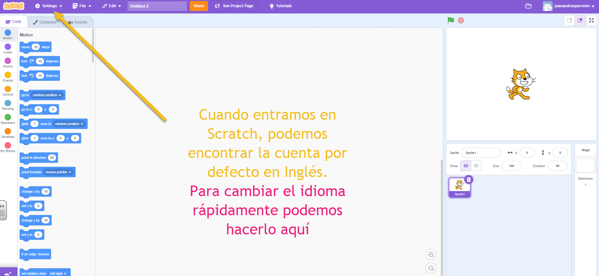 Pantalla principal Scratch