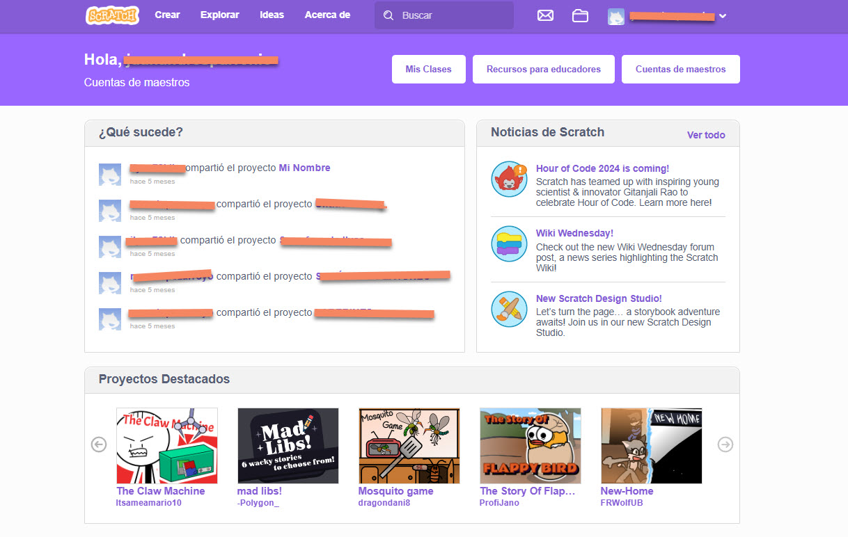 Cuenta usuario Scratch